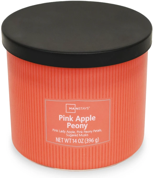 Alt view image 5 of 6 - Mainstays Apple Peony Fragrance 3-Wick Textured Wrapped Jar Candle, 14 oz