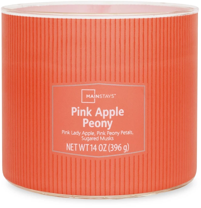 Alt view image 2 of 6 - Mainstays Apple Peony Fragrance 3-Wick Textured Wrapped Jar Candle, 14 oz