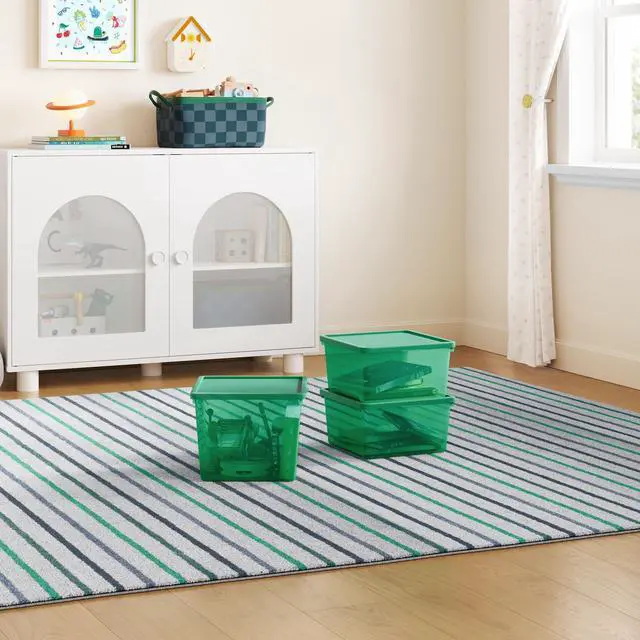 Alt view image 5 of 7 - Mainstays Kids Large Green Plastic Storage Bin with Lid