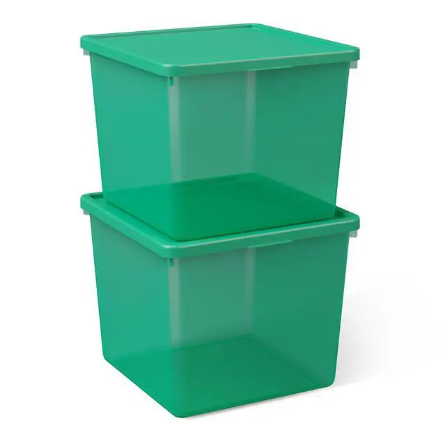 Alt view image 6 of 7 - Mainstays Kids Large Green Plastic Storage Bin with Lid