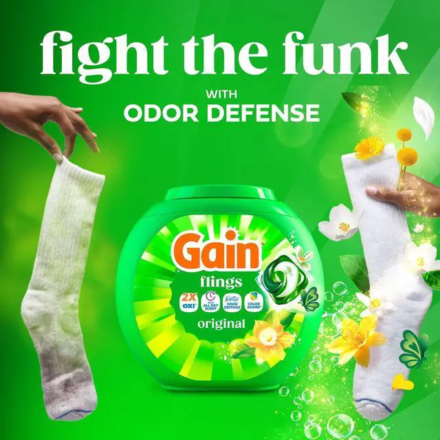 Alt view image 7 of 7 - Gain Flings Laundry Detergent Soap Pacs, 4-in-1 Oxi Boost and Febreze, Original Scent, 12 Count