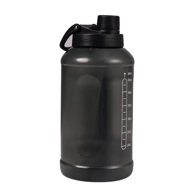 Alt view image 2 of 6 - Mainstays Water Bottle, 64 fl oz, Translucent Black, 2-in-1 Straw/Chug Lid, Plastic