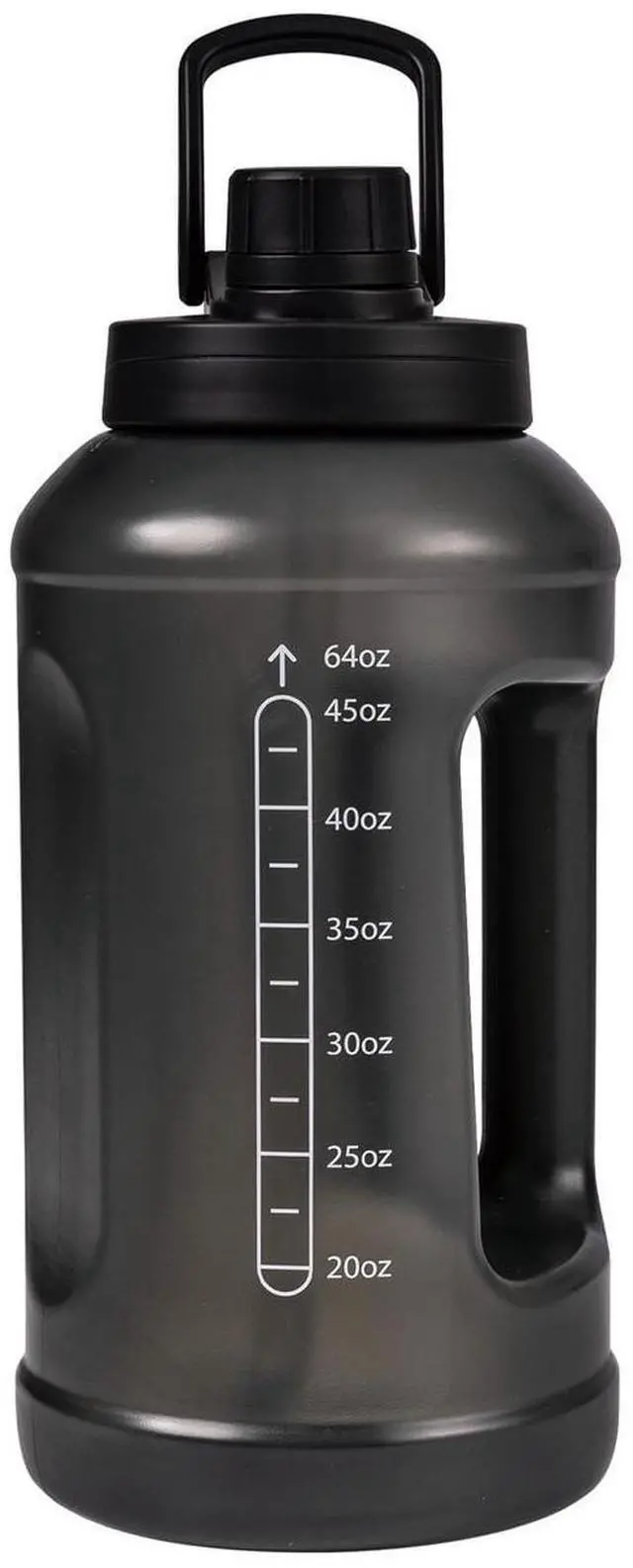 Main image of Mainstays Water Bottle, 64 fl oz, Translucent Black, 2-in-1 Straw/Chug Lid, Plastic