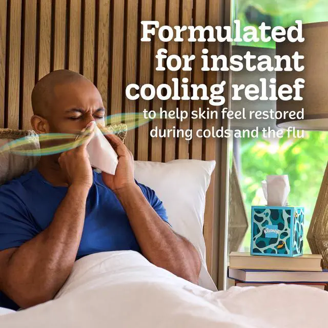 Alt view image 2 of 7 - Kleenex Cooling + Aloe 2-Ply Cube Box Facial Tissues, 4 Pack (200 Total Tissues)