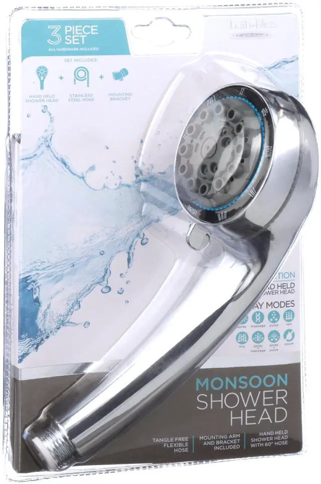 Main image of Bath Bliss 8 Function Shower Head and Cord