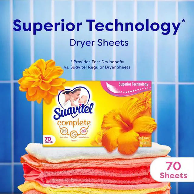 Alt view image 3 of 6 - Suavitel Complete Dryer Sheets, Fabric Conditioner, Morning Sun Scent, 70 Count