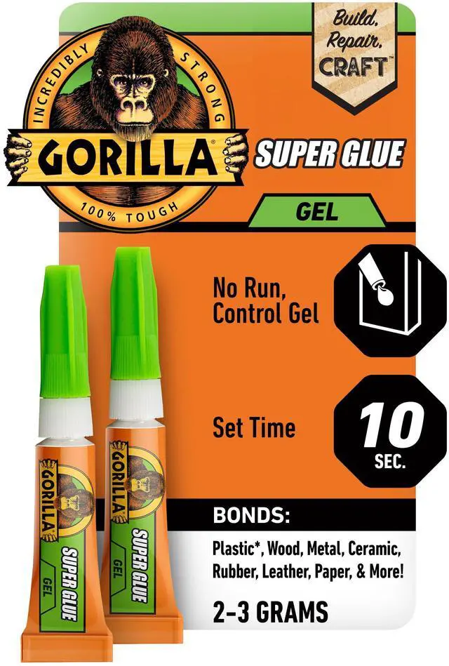 Main image of Gorilla Clear Super Glue Gel 3g, Mini Tubes, 2 Count