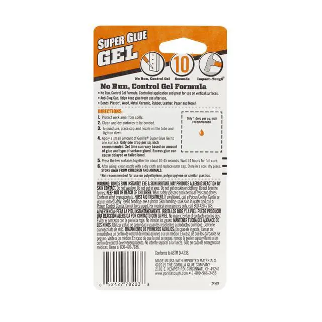 Alt view image 2 of 6 - Gorilla Clear Super Glue Gel 3g, Mini Tubes, 2 Count