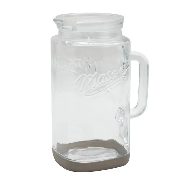 Alt view image 3 of 6 - Mason Craft & More Glass 0.5 Gallon Pitcher with Removable Plastic Lid and Silicone Base, Gray, Well Suited to Cold Drink Preparation