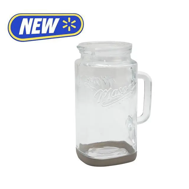 Alt view image 4 of 6 - Mason Craft & More Glass 0.5 Gallon Pitcher with Removable Plastic Lid and Silicone Base, Gray, Well Suited to Cold Drink Preparation
