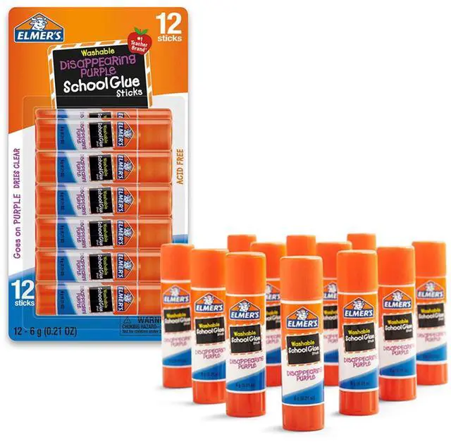 Main image of Elmer's Disappearing Purple Washable School Glue Sticks, 6 Gram, 12 Count