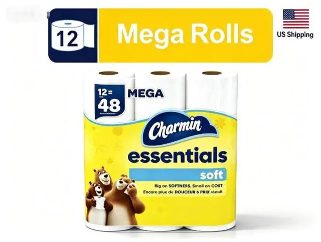Main image of Charmin Essentials Soft Toilet Paper 12 Mega Rolls, 330 Sheets Per Roll
