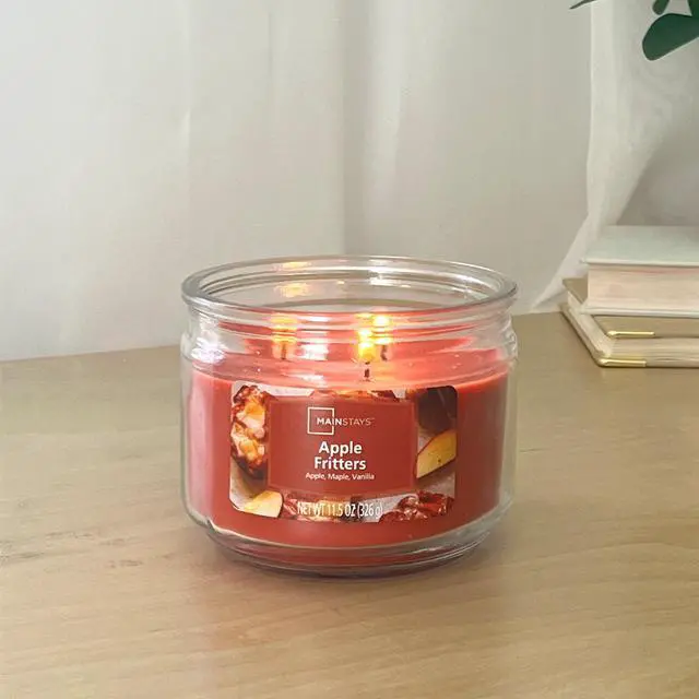 Main image of Mainstays Apple Fritter 3-Wick Glass Jar Candle, 11.5 oz