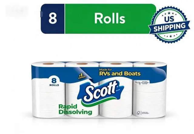 Main image of Scott Rapid-Dissolving Toilet Paper for RVs & Boats, 8 Double Rolls