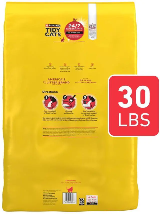 Main image of Purina Tidy Cats 24/7 Performance Non-Clumping Cat Litter, Clean Linen Scent, 30 lb Bag
