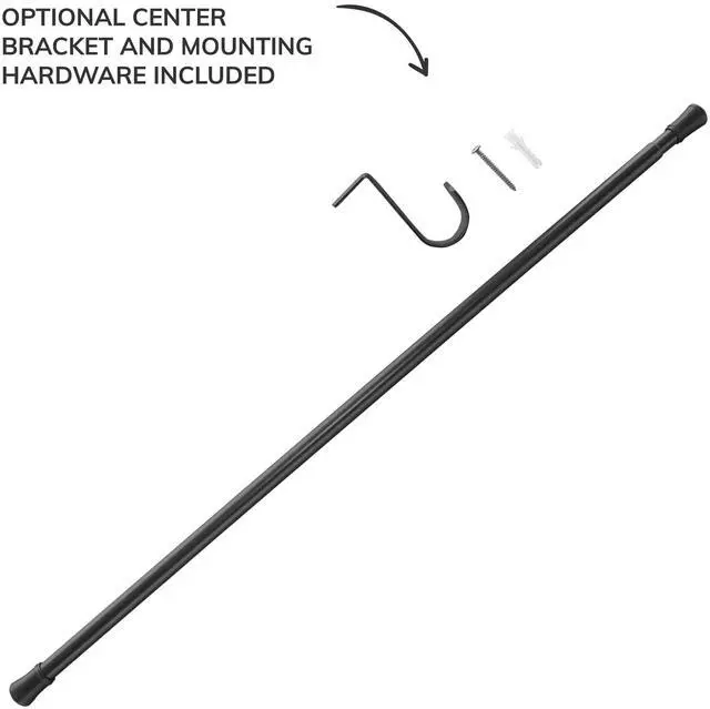 Main image of Mainstays 1" Black Adjustable Tension Window Curtain Rod, 48- 84"