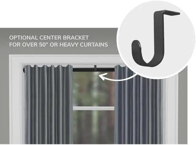 Alt view image 3 of 6 - Mainstays 1" Black Adjustable Tension Window Curtain Rod, 48- 84"
