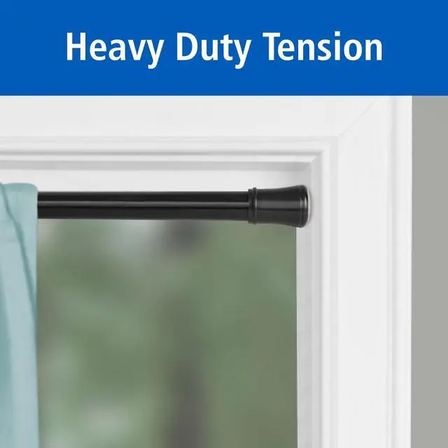 Alt view image 6 of 6 - Mainstays 1" Black Adjustable Tension Window Curtain Rod, 48- 84"