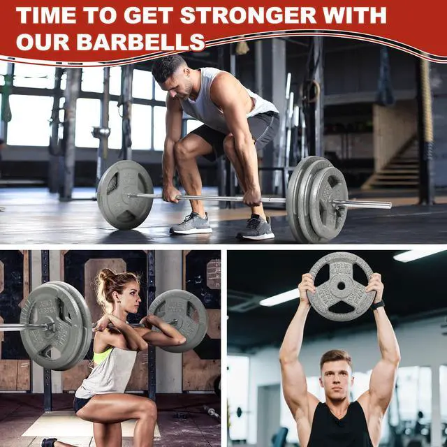 Alt view image 7 of 7 - Signature Fitness 1-Inch Cast Iron Weight Plates Standard Barbell Plates for Strength and Resistance Training, Multiple Sizes Available