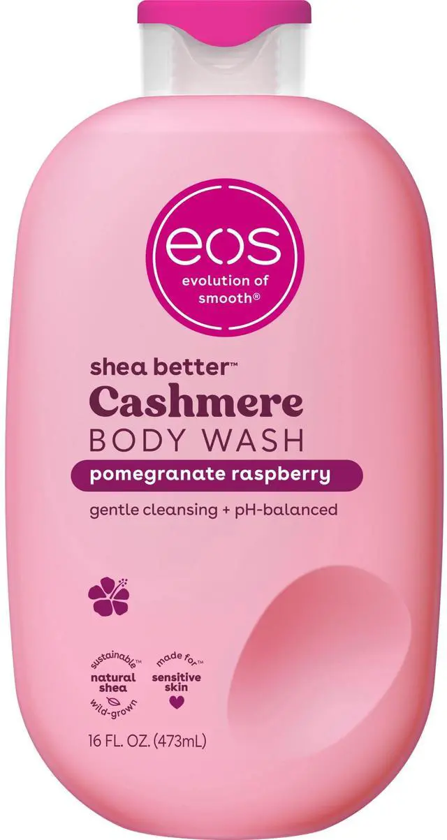 Main image of eos Shea Better Cashmere Body Wash, Pomegranate Raspberry, Creamy Gel Formula, 16 fl oz.