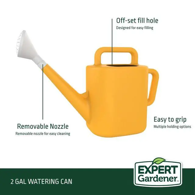Alt view image 2 of 6 - Expert Gardener 2 gal. Resin Watering Can, Daisy Yellow
