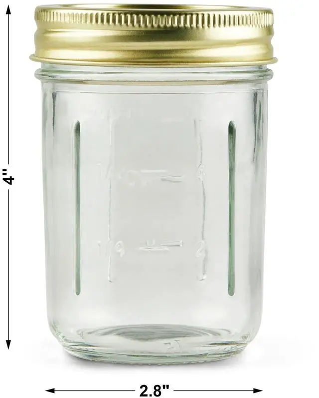 Alt view image 4 of 5 - Mainstays 8 oz Regular Mouth Half Pint Mason Canning Jars with Lids and Bands, 12 Pack