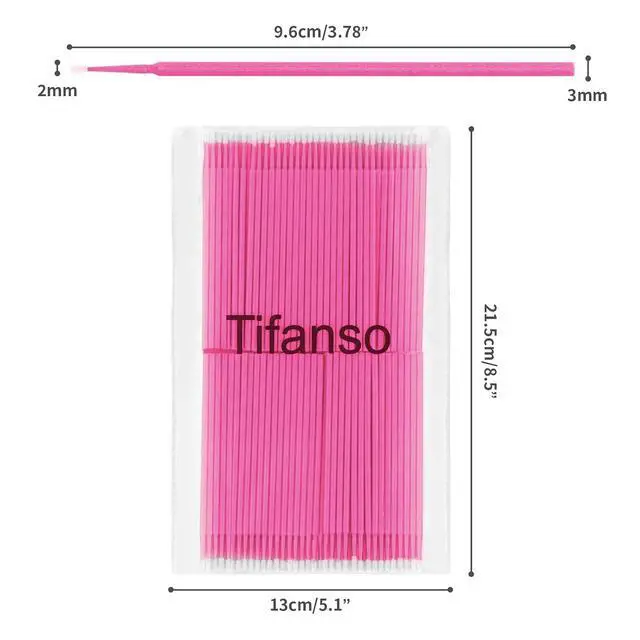 Alt view image 2 of 7 - Tifanso 400PCS 2mm Disposable Micro Cotton Swabs for Lash Extensions, Pink