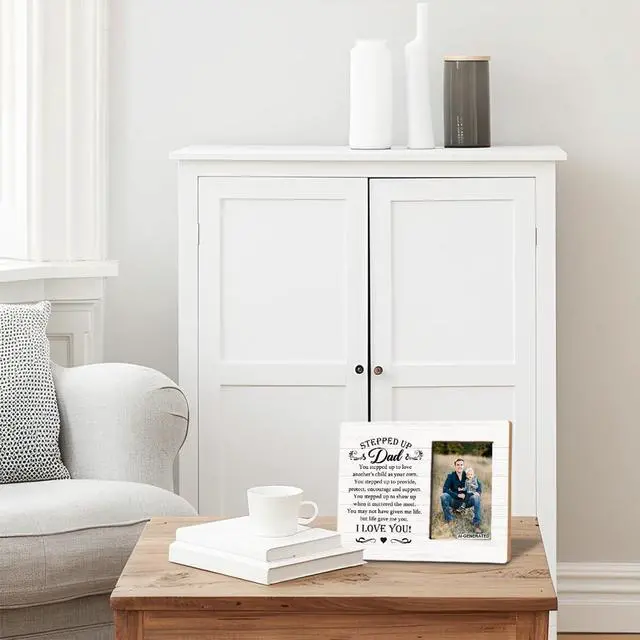 Alt view image 3 of 6 - Photo Frame 4x6Inches Wall Art Tabletop Grateful Gift for Stepdad Stepped Up Dad