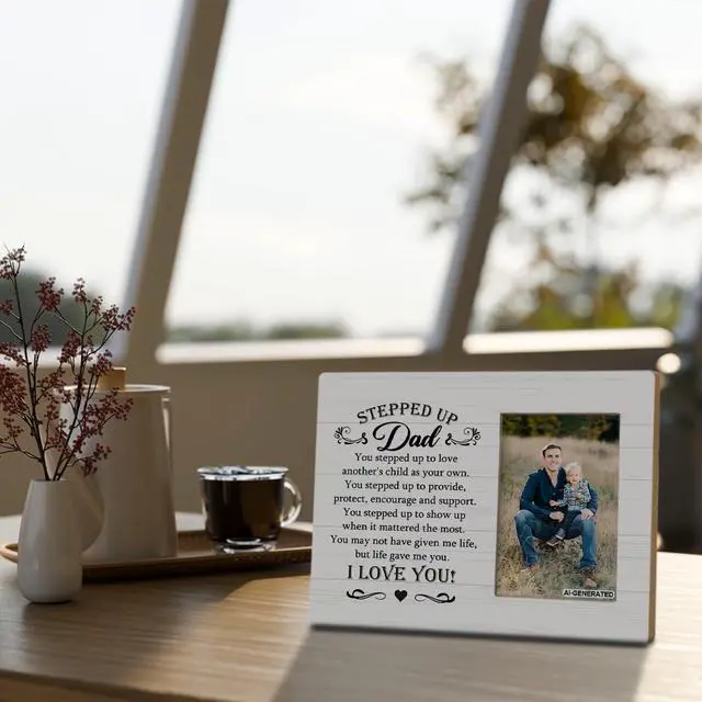 Alt view image 4 of 6 - Photo Frame 4x6Inches Wall Art Tabletop Grateful Gift for Stepdad Stepped Up Dad