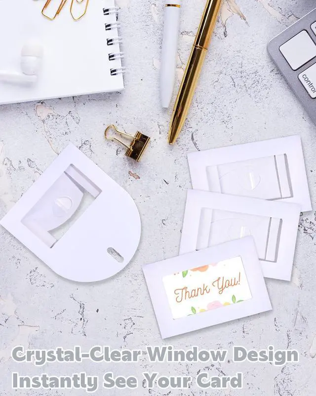 Alt view image 4 of 7 - EORTA 50Pcs Mini Envelopes with View Window, Tiny Kraft Paper Card Holders, Heart Clasp Closure, 4.13 x 2.76in, White for Wedding, Business Invitations, Greeting Cards