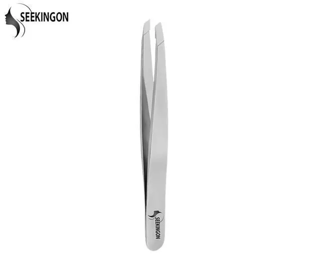 Alt view image 4 of 7 - Precision Slant Tweezers - Hand Filed & Aligned, Non-Slip Grip, for Facial Hair & Ingrown Hair Plucking, for Women and Men (Silver)