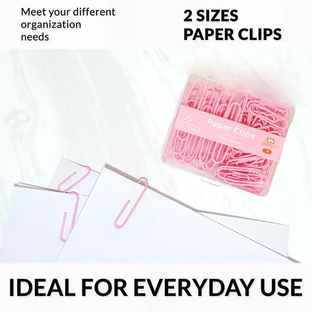 Alt view image 2 of 6 - NEEWAY Colorful Paper Clips, Assorted Sizes, Small and Large, 70 Count, Light Pink