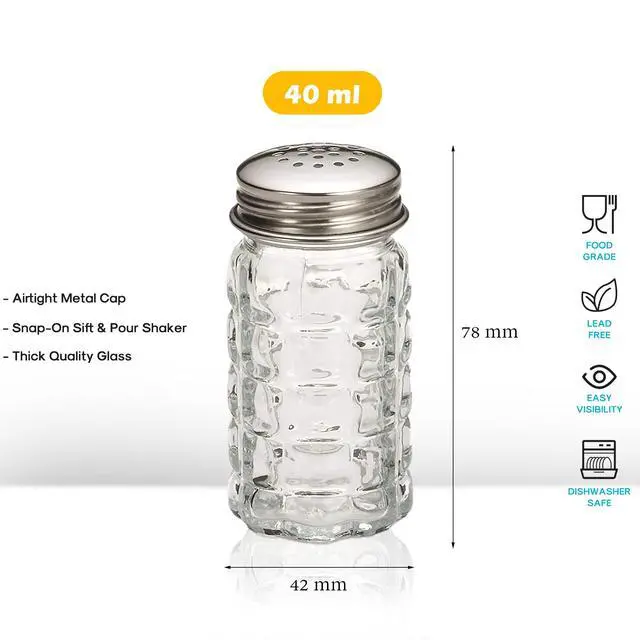 Alt view image 6 of 6 - Retro Style Salt and Pepper Shakers with Stainless Tops, 2-Pack