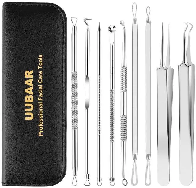 Main image of 9Pcs Blackhead Remover Tools, Pimple Popper Tool Kit, Pimple Extractor