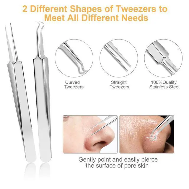 Alt view image 7 of 7 - 9Pcs Blackhead Remover Tools, Pimple Popper Tool Kit, Pimple Extractor