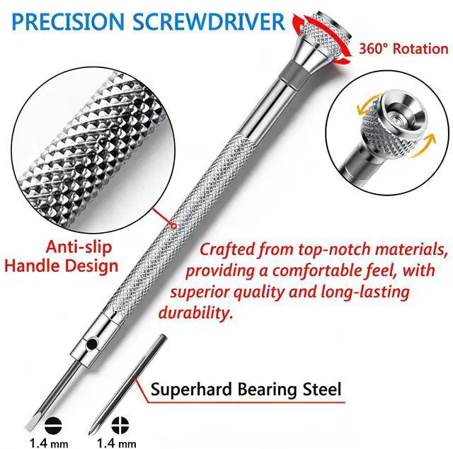 Alt view image 4 of 6 - Eyeglass Repair Kit with Precision Screwdriver, Tweezers, Cleaning Cloth and Screws - All-in-One Compact Portable Small Kit