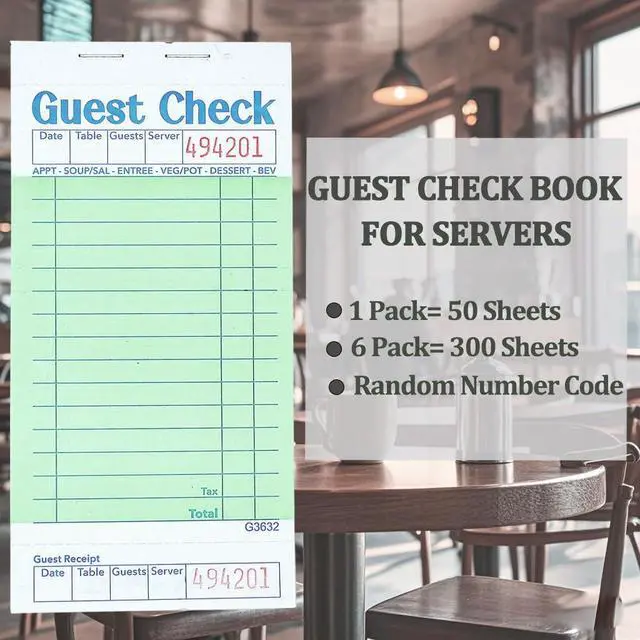 Alt view image 6 of 6 - Budgenix Guest Checks Server Note Pads, 6 Pack, 300 Order Pads