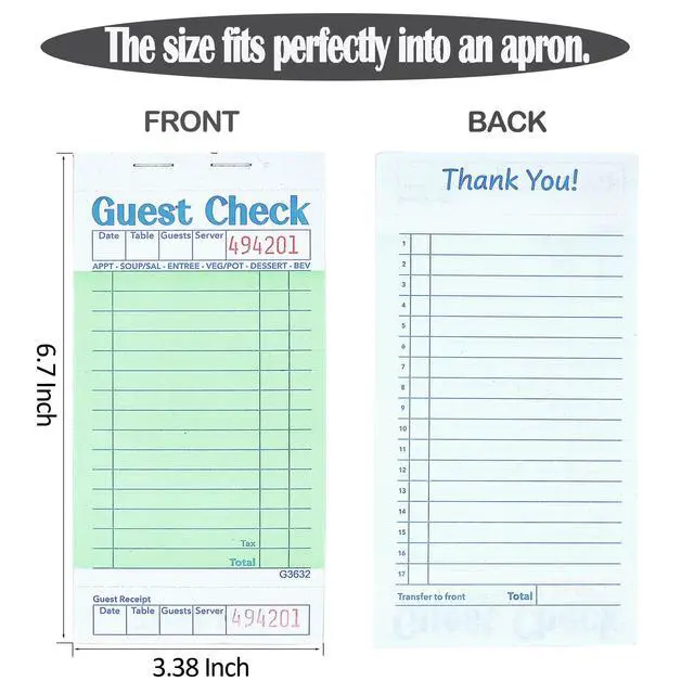 Alt view image 3 of 6 - Budgenix Guest Checks Server Note Pads, 6 Pack, 300 Order Pads