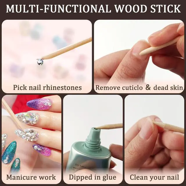 Alt view image 3 of 5 - 100PCS Orange Wood Nail Sticks, 4.5 Inch Dual-Headed Wooden Cuticle Pusher and Remover Set, Manicure Tools for Home Salon