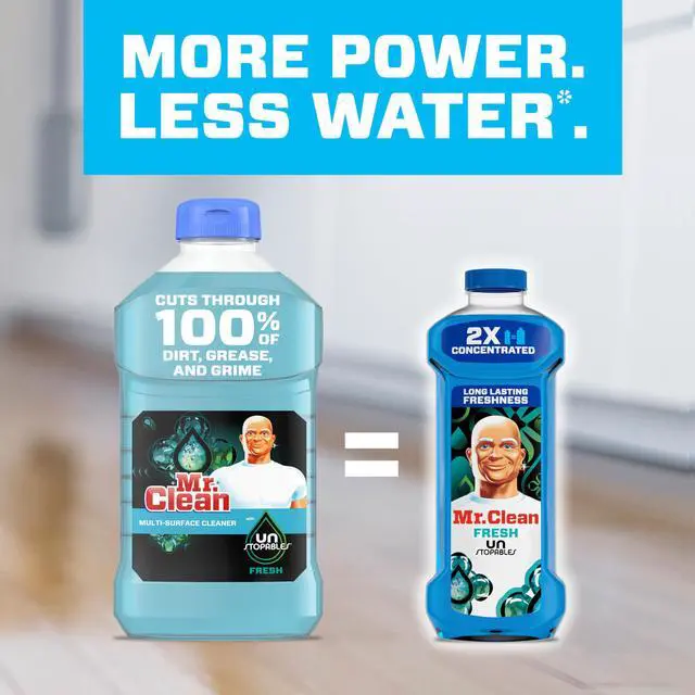 Alt view image 3 of 6 - Mr. Clean 2X Concentrated Multi Surface Cleaner, Unstopables Fresh Scent, 41 fl oz