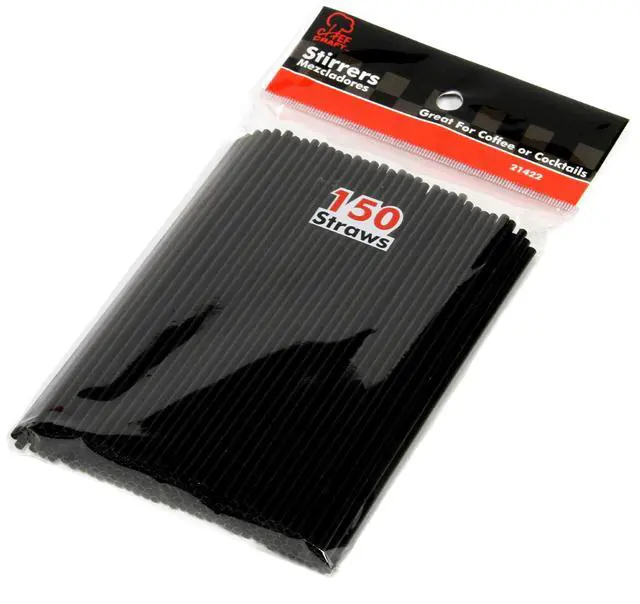 Alt view image 4 of 5 - Chef Craft 5-Inch Coffee Stirrer Straws, 150-Pack, Black