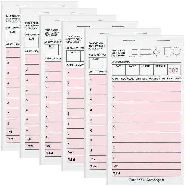 Main image of Server Note Pads, Pink Guest Checks Books, 6 Pack