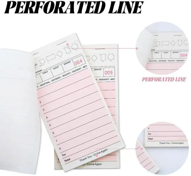 Alt view image 3 of 5 - Server Note Pads, Pink Guest Checks Books, 6 Pack