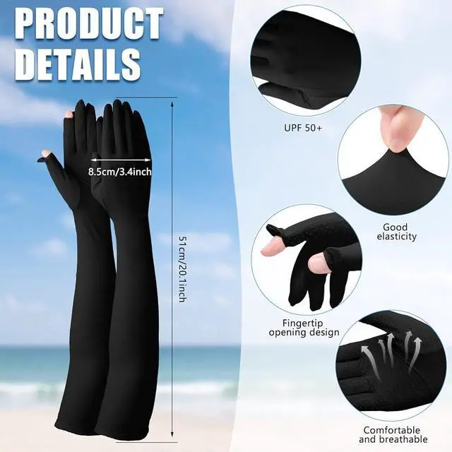 Alt view image 7 of 7 - UV Sun Protection Long Arm Driving Gloves for Women Outdoor Summer