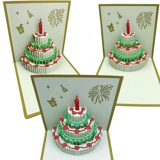 Alt view image 5 of 5 - 3D Pop Up Birthday Card with Warming LED Light and Birthday Cake Music, Greeting Card Postcard for Mom, Wife, Sister, Boy, Girl, Friends, 1 Pack