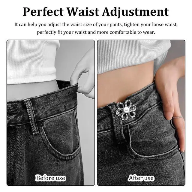 Alt view image 3 of 6 - 8 Sets Adjustable Detachable Decorative Waist Buckles, Jeans Buttons for Crystal Pants (Gold)
