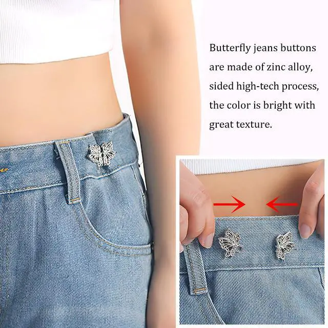 Alt view image 5 of 6 - 8 Sets Adjustable Detachable Decorative Waist Buckles, Jeans Buttons for Crystal Pants (Gold)