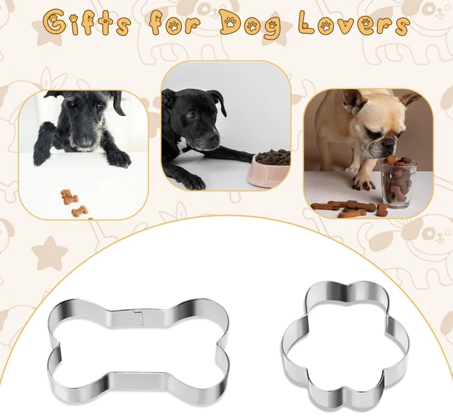 Alt view image 7 of 7 - 6 PCS Dog Bone & Paw Print Cookie Cutter Set, 3 Sizes Stainless Steel Biscuit Molds for Baking
