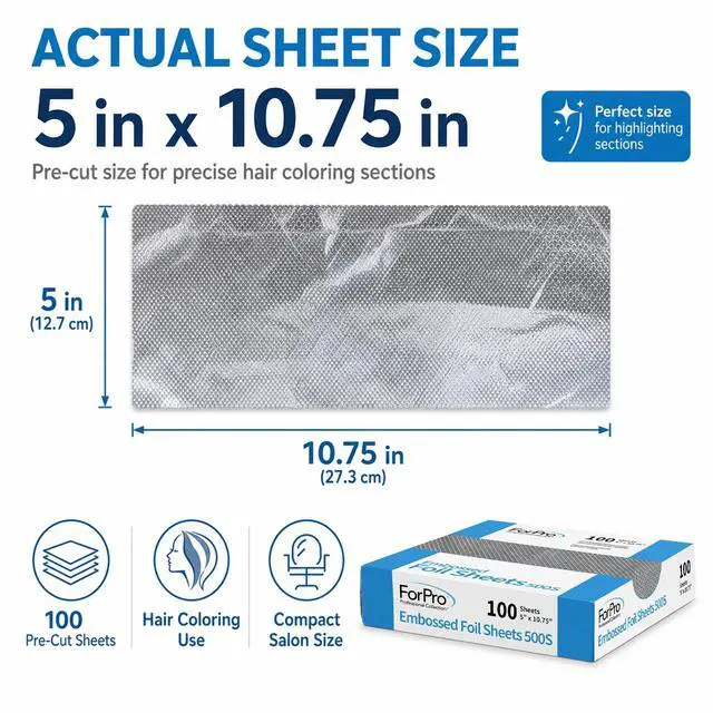 Alt view image 5 of 7 - ForPro Professional Embossed Pop-Up Hair Foil Sheets, 5"W x 10.75"L, 100 Count, Non-Slip Pre-Cut Aluminum Foils
