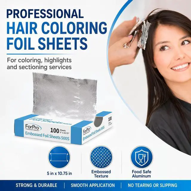 Alt view image 4 of 7 - ForPro Professional Embossed Pop-Up Hair Foil Sheets, 5"W x 10.75"L, 100 Count, Non-Slip Pre-Cut Aluminum Foils
